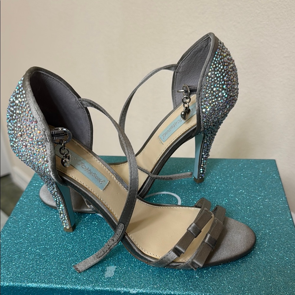 Betsey Johnson Gray Crystal Embellished Heels